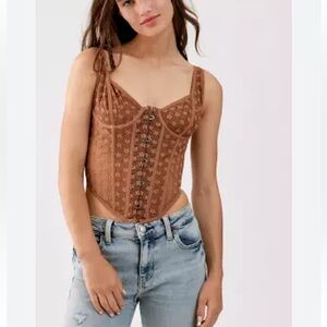 Out from Under wildflower lace corset in brown